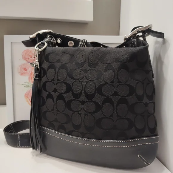 Vintage Y2K Coach Hailey #9362 Signature Monogram Canvas & Leather Crossbody Bag - Picture 10 of 16